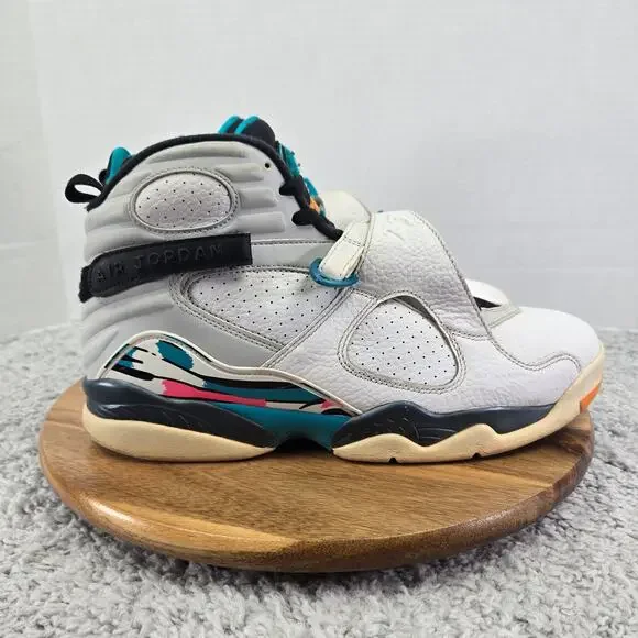 Jordan 8 Retro South Beach 2018 White Turbo Green Sneakers Mens 10 305381-113 - Picture 3 of 12